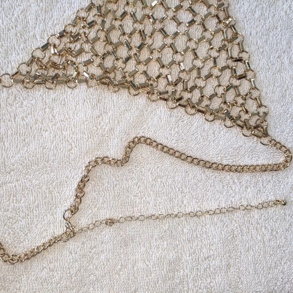 Gold Tone Metal Chain Link Bra - Picture 2 of 4